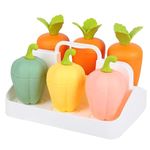 JYGOG New Carrot Chilly Shaped Plastic Reusable Ice Pop Makers Home made Popsicle Ice Cream Moulds Tray Kulfi Candy Ice Lolly Mold for Children and Adults (Set of 6_MultI)