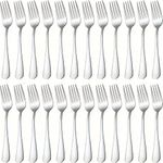 24PCS Stainless Steel Dinner Forks (8 inch) Silverware Set, Flatware Dinner Forks Silver Cutlery Set with Round Edge for Home, Restaurant, Dishwasher Safe (8 inch, Silver)