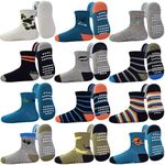 Tphon Toddler Baby Non Slip Socks Infant Anti Skid Socks with Grips 12 Pairs Crew Sock for 1-3 Years Kids Boys Girls