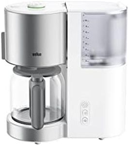 Braun Household Machine à café KF 5120 WH – IDCollection Machine à café filtre avec AromaSelect et verseuse en verre de 10 tasses, indicateur de détartrage, programme de nettoyage, 1000 W, blanc/acier