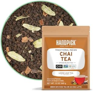 HANDPICK, Premium Chai Tea Loose Leaf (340g/12oz) | Blend Of Black Tea - Masala Chai Tea With Cinnamon, Cardamom, Cloves & Black Pepper | Resealable Ziplock Pouch