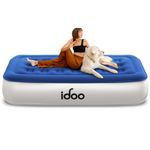 iDOO Single Size Inflatable Mattress with Built-in Electric Pump, Air Mattress with Storage Bag, Blow up Bed for Camping, Guests, Travel & Indoor, AirBed, 33cm high Air Bed