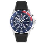 Sekonda Pacific Wave Mens 42mm Chronograph Watch in Blue with Analogue Date Display, and Black Silicone Strap 30114