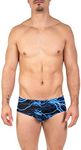 Gary Majdell Sport Mens Hot Prints Hipster Bikini Swimsuit with Contour Pouch (Royal Thunder, X-Large)