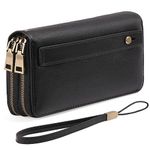 GAEKEAO Purses for Women Double Zipper Phone Clutch RFID Blocking Vegan Leather Wristlet Purse Large Capacity Long Credit Card Holder with Grip Hand Strap