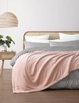 Dreamaker Serene Hudson Fleece and Sherpa Reverse Blanket with 5cm-Long Folded Edge Front: 100% Polyester 200gsm, Flannel Reverse: 100% Polyester 200gsm Sherpa - Blush (Double/Queen Bed - 240x250)