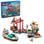 LEGO City Seaside Harbor with Cargo Ship Toy, Model Container Crane and Boat with 8 Minifigures Included, Building Set for Boys and Girls Ages 8 and Up, Kids Gift Idea, 60422