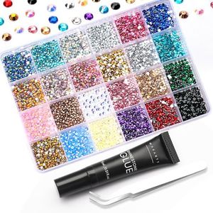 Makartt Nail Rhinestone Glue Kit: 15ml Strong Gems Adhesive Gel with 3360pcs 24 Colors Flatback Crystals Rhinestones for 3D Nails Art, Includes Tweezer, Home & Salon Manicure Kit