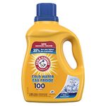 Arm & Hammer Cold Water Liquid Laundry Detergent, Super Concentrated, Clean Fresh Scent, 100 Loads, 2.96-L