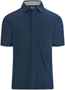 Alex Vando Mens Golf Shirt Moisture Wicking Quick-Dry Short Sleeve Casual Polo Shirts for Men,Navy,3XL