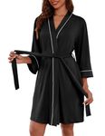 Ekouaer Women Dressing Gowns Lightweight V-Neck Maternity Bathrobe Lightweight Black L