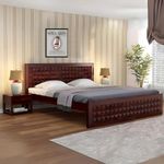 SONA ART & CRAFTS Sheesham Wood Queen Size Bed Without Storage Soild Wooden Cot Bed Double Bed Furniture for Bedroom Living Room Home - (Walnut Finish) Queen_Dimond