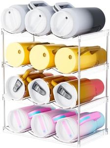 SuoXing 4 Pack Stackable Water Bottle Organizer,4.7" W X5.3 H Great for Stanley Yeti Bottle and Other Tumbler Organizer for Kitchen Cabinets,Clear Stackable Water Bottle Holder and Wine Rack