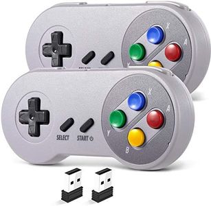 SAFFUN 2 Pack 2.4 GHz Wireless USB Controller Compatible with SNES Games, SNES Retro USB PC Super Classic Controller for Windows PC MAC Linux Genesis Raspberry Pi Retropie (Multicolored Keys)