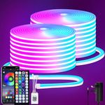 Segrass 30M RGB LED Neon Rope Strip Light with Remote/APP Control - 24V IP65 Waterproof Flexible for Bedroom, Room, Outdoors Decor (2 Rolls of 15M)