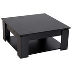 HOMCOM Modern Coffee Table with Storage Shelf, Square Cocktail Table, Center Table for Living Room, Black