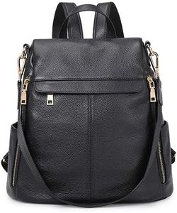 Kattee Women's Anti-Theft Backpack Purse Genuine Leather Shoulder Bag Fashion Ladies Satchel Bags - Black
