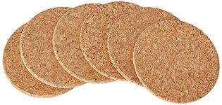 apollo THE HOUSEWARES BRAND - Set of 6 x Heat Resistant Cork Round Coasters - Protects From Drips Dents Hot Mugs Size 10cm,Brown