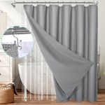 Vipfree 3 in 1 Shower Curtain Set, Waffle Shower Curtain and Liner Set with 12 Double Sided Shower Curtain Hooks, 258GSM Luxury Weighted Cloth Shower Curtains for Bathroom, 72 W x 72 H, Grey