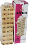 Mahi Enterprise? 51 Pcs Blocks 4 Dices Wooden Numbered Building Bricks Stacking Classic Traditional Toppling Tumbling Tower Game Kid Gift - Challenging Maths for Adults and Kids