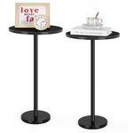 Round Side Table Small End Table Set of 2 Black Round Coffee Table Modern Nightstand Kids Bedside Table Accent Table for Small Spaces Living Room Bedroom Patio