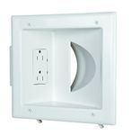 Datacomm 45-0031-WH Recessed Low Voltage Media Plate with Duplex Receptacle, White