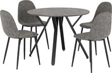 Seconique Athens Round Dining Set with 4 Chairs in Concrete Effect