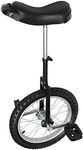 TTONSUE 16inch Unicycles, Wheel Unicycle, Unicycle Bike, Unicycles with Steel Rim for Adults for Daily Fitness Exercises, Cycling Exercises, Balance training, Talent Shows, Hobbies, etc (Black)