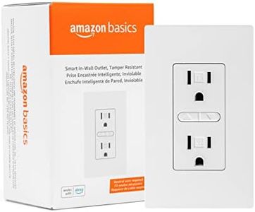 Amazon Basics Smart In-Wall Outlet, Works with Alexa Only, 2.4 GHz Wi-Fi, No Hub Required, White