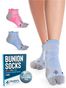Doctor's Select 2 Pairs Bunion Socks for Women and Men - Copper & Bamboo Viscose Infused Bunion Relief Socks with Toe Separator | Bunion Socks Men and Women | Blue & Pink
