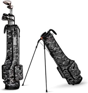 HELIX B-Lite Golf Bag - Lightweight Golf Bag with Strap and Stand – Easy to Carry– Golf Stand Bag with Wheels for The Driving Range (Camo-Gray)
