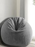 Mollismoons Bean Bag Fur Bean Bag Grey Bean Bag Furry Very Attractive Bean Bag Sofa Grey Color (XXXL Bean Bag Cover Without Beans)