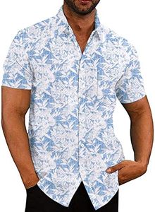 COOFANDY Mens Beach Shirts Linen Hawaiian Shirts Short Sleeve Tropical Shirts