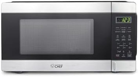 Commercial CHEF Countertop Microwave, 1.1 Cubic Feet, Black With Stainless Steel Trim