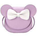 Ondeam Little Mouse Ear Bow Crossbody Purse,PU Shoulder Handbag for Kids Girls Toddlers(Purple)