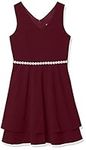 Speechless Girls' Short Sleeveless Layered Dress Special Occasion, Wine, 7