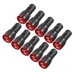 uxcell 10Pcs Red Indicator Light with Buzzer AC/DC 24V, 22mm Panel Mount Flashing Alarm, for Electrical Control Panel, HVAC, DIY Projects