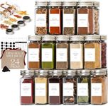 FINESSY Empty Glass Spice Jars with Label 24 Pack, 4 oz Glass Spice Jars with Shaker Lids, Spice Bottles Empty Glass with Labels, Glass Spice Containers with Labels and Lids, Seasoning Containers