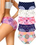 VOENXE Women Seamless Hipster Underwear,Breathable Ladies Panties Bikini,No Show Briefs,Comfortable Undies for Women 5-Pack