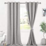 DWCN Linen Curtains 100% Blackout Curtains 96 Inches Long, Farmhouse Drapes Grey Curtains, Grommet Thermal Curtains 96 Inches - Stone Grey, 52W x 96L Inch, 1 Pair