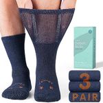 Rahhint Extra Wide Merino Wool Diabetic Socks for Men & Women, Seamless Toe loose fit, Soft Top No Binding Cuff (3 Pairs)