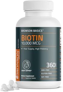 Bronson Basics Biotin 10,000 MCG Supports Healthy Hair, Skin & Nails Energy Production - High Potency Beauty Support Non-GMO, 360 Vegetarian Tablets