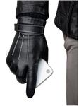 GSG SINCE 1998 Mens Genuine Leather Gloves Touchscreen Winter Gloves Faux Fur Lined Sheepskin Gloves Black X-Large