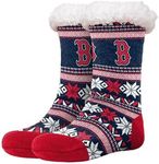 FOCO - Officially Licensed MLB Women's Tall Footy Slipper Socks - One Size Fits Most, Boston Red Sox, One Size