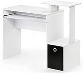 Furinno Econ Multipurpose Home Office Computer Writing Desk, Computer Desk, Study Desk, w/Bin, White/Black, 100.1 (W) x 86.6 (H) x 39.9 (D) cm