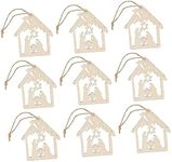 20pcs Pendant Kids Arts and Crafts Decorations for Home Wooden Decor Craft for Kids Birth of Jesus Hanging Decor Nativity Scenes Wood Ornaments Festival Wood Pendant Hollow