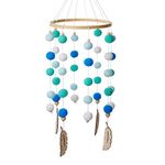 Firlar Baby Crib Nursery Mobile Wooden Wind Chime Nursery Decoration Baby Bedroom Hanging Bed Bell Toys (Blue)