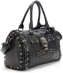 AlwaySky Bolso de mano gótico de gran capacidad con diseño de calavera para mujer, Negro -, 1
