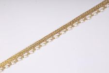 PREMDAS LACE Indian Beaded Tassels Lace Trim for Dress Embellishments for Crafting, Sewing and Cloth Accessories 9meter (Pack of 1) (Gold and White 2)