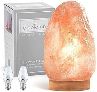 d'aplomb 100% Authentic Natural Himalayan Salt Lamp; Medium Hand Carved Natural Chunk Pink Crystal Rock Salt from Himalayan Mountains; Dimmer Cord; 7 lbs